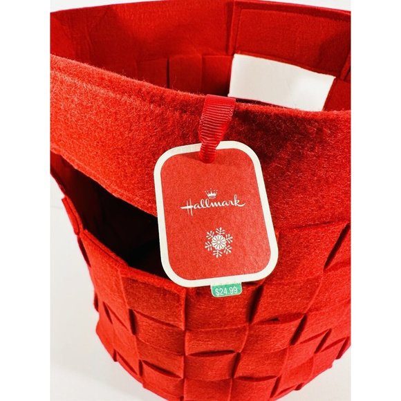 Hallmark Woven Red Felt Tote Gift Bag Christmas Holiday Large 2018 NWT Storage - Picture 3 of 13